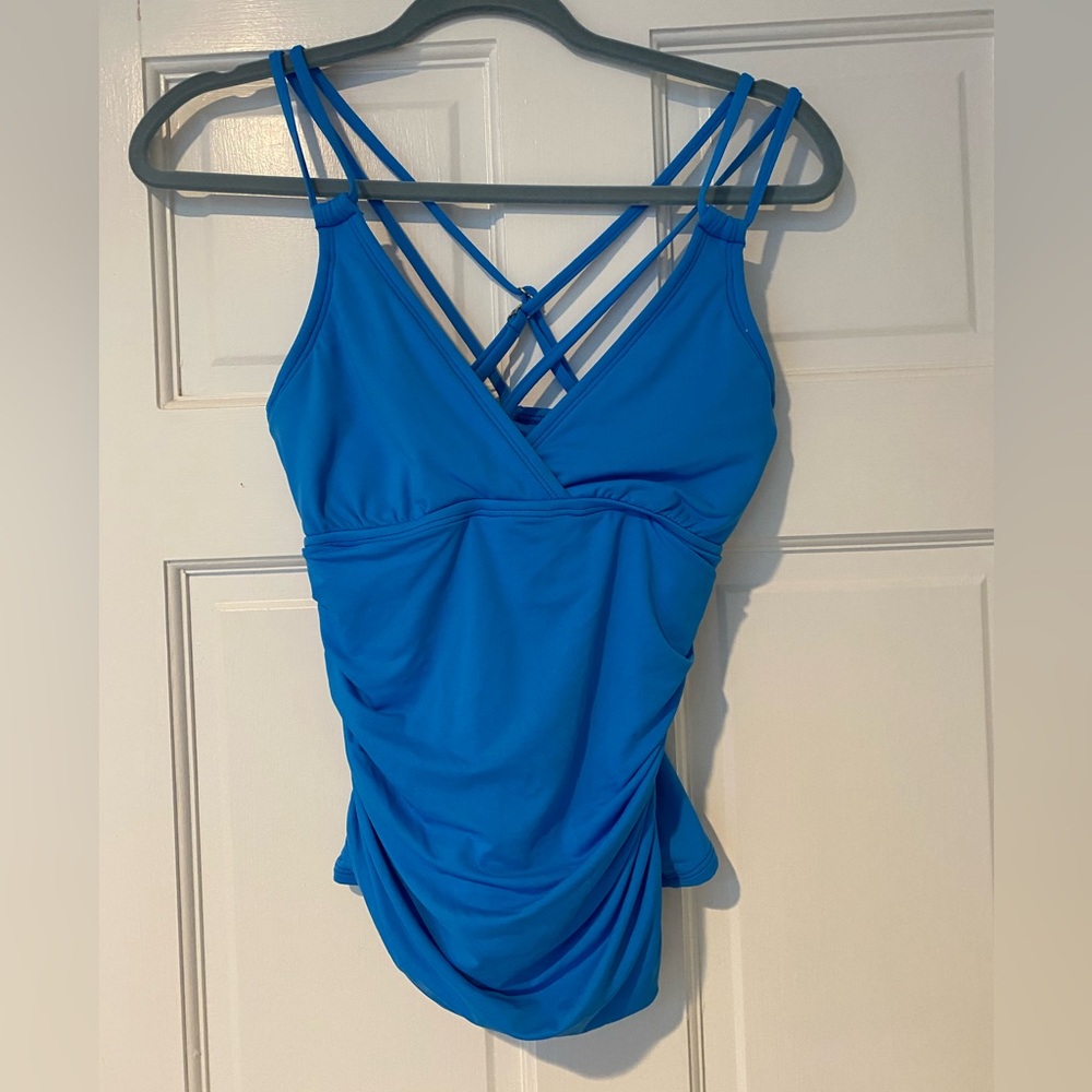 La Blanca Tankini Top, Island Goddess Vibrant Blue  Size 8